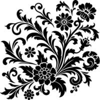 decorative Floral design Silhouette Motif Pattern, Flower design elements silhouette pattern black and white vector
