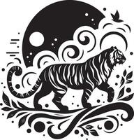 a tiger in the style of a tribal design vector