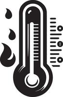 a thermometer silhouette with a drop of water and a drop of water vector