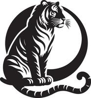 a tiger sitting in the moon on a white background vector