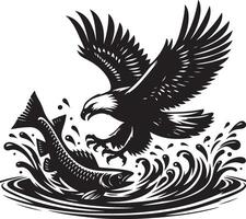 an eagle and fish in the water vector