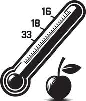 an apple and thermometer silhouette with the temperature vector