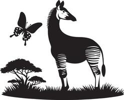 zebra and butterfly silhouette illustration vector