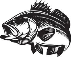 a large mouth bass fish with a black and white design vector