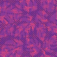Vibrant Palm tree seamless pattern on abstract monstera leaf background vector