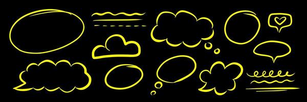 Set of hand drawn textbox frame. Doodle crayon drawing cloud vector