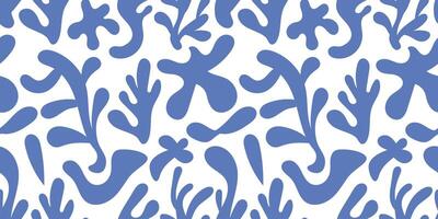 Seamless pattern with bizarre abstract geometric blue shapes. vector