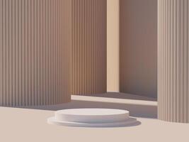 Beige platform for product display with columns behind. vector