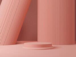 Pink platform for product display with big columns behind. vector