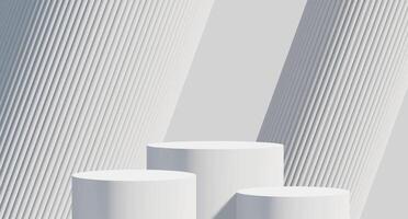 3 platforms for product showcase with abstract columns behind. vector