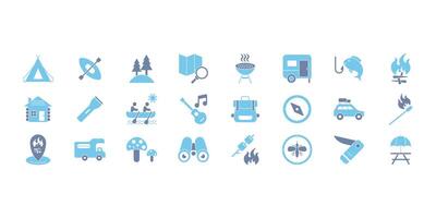 Camping icons set. Set of editable stroke icons.Set of Camping vector