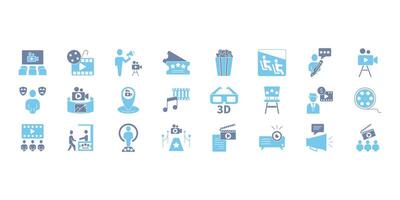 Cinema icons set. Set of editable stroke icons.Set of Cinema vector