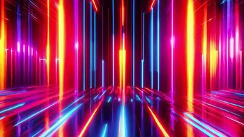 astratto buio sfondo con multicolore raggiante veloce in movimento Linee video