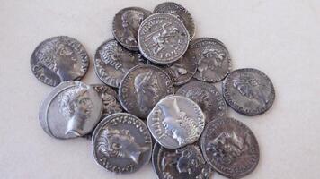 Roman Denarius silver coins of different emperors video