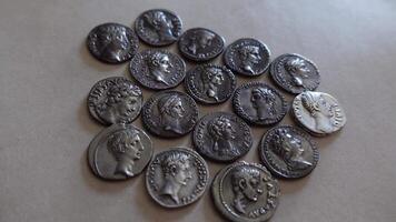 Roman Denarius silver coins of different emperors video