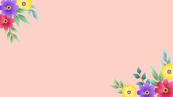 Floral frame animation on pastel background with copy space for greeting card or invitation video