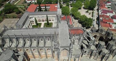 Aerial View Medieval Batalha Monastery, Mosteiro da Batalha, Portugal video