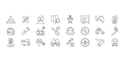 Camping icons set. Set of editable stroke icons.Set of Camping vector