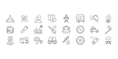 Camping icons set. Set of editable stroke icons.Set of Camping vector
