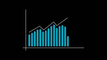 Graph going up. Rising bar graph, Business Growth Financial graph analysis. Alpha Transparent Background. Full HD. 4K video
