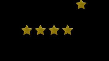5 Star Review Ratings Animation. Five-Star Rating for Feedback on Product and Survey. Rating Five Stars On Alpha Channel Transparent Background. 4K Resolution video