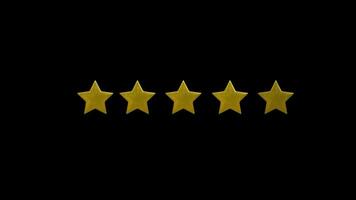 5 Star Review Ratings Animation. Five-Star Rating for Feedback on Product and Survey. Rating Five Stars On Alpha Channel Transparent Background. 4K Resolution video