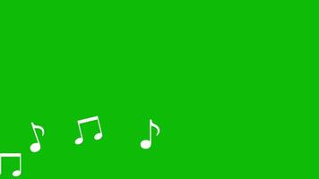 musical aantekeningen geanimeerd achtergrond vliegend musical aantekeningen chroma sleutel groen scherm. 4k resolutie video