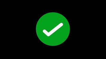 Tick Mark Check Mark Animation Flat And Modern Style Alpha Channel On Transparent Background. Full HD. 4K Resolution video
