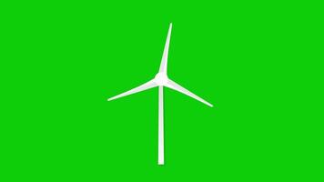 Wind Turbine Electric Power Generators, Windmill, Alternative Energy Animation Loop Chroma Key Green Screen Background. 4K Resolution video