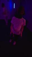 The player plays the game using virtual reality. Neon style. video