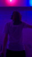 The player plays the game using virtual reality. Neon style. video