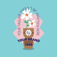 Flower Logotype On Vase No. 13 vector