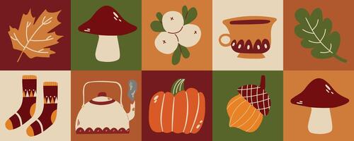 Geometric autumn pattern. Background of cozy fall. Autumn texture for Thanksgiving, harvest and autumn. vector