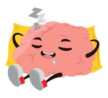 A cartoon brain sleeping on a pillow vector