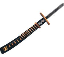 A black and orange samurai sword on a white background vector
