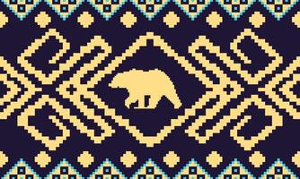 An ethnic pattern with a bear on it vector