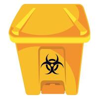 A yellow trash can with a biohazard symbol on it vector