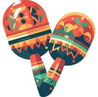 Two maracas with colorful designs on them vector