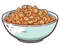 A bowl of cereal with nuts in it vector