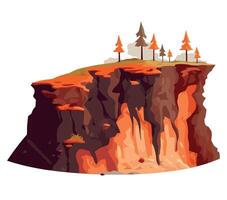 An illustration of a cliff with trees on it vector