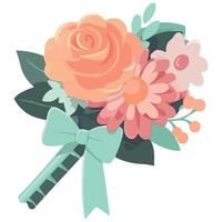 A bouquet of flowers with a bow on it vector