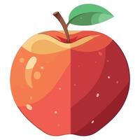 An apple is shown with a green leaf on it vector