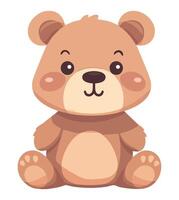 A cartoon brown teddy bear sitting on the ground vector