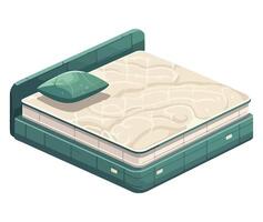 Isometric illustration of a mattress with a pillow vector
