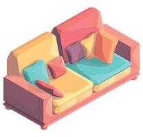 An illustration of a couch with pillows vector