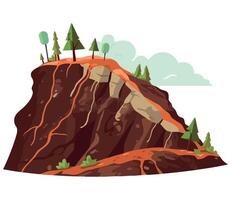 A cartoon illustration of a mountain with trees on it vector