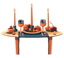 A table with a tablecloth and candles vector