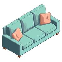 An illustration of a couch with two pillows vector