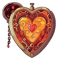 A heart shaped lock with a chain and key vector