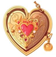 A heart shaped lock with a gold heart inside vector